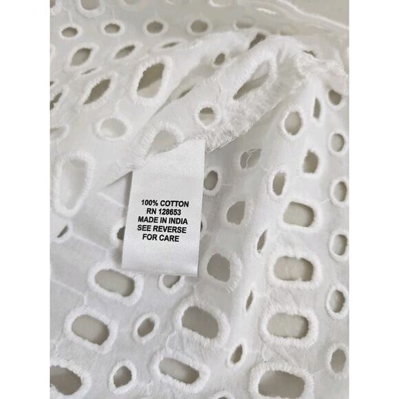 Calypso~Woman Size M~White 100 % Cotton Button-Up Shirt Blouse Shirt Sleeve NWT. - Picture 4 of 15